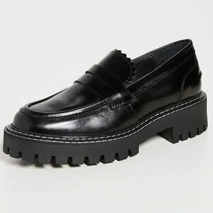 NEW LAST Copenhagen Matter Black Patent Leather Chunky Oxford Loafers Size 40